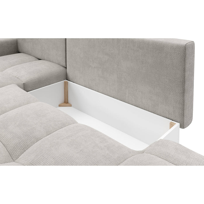 by fonQ Charme Hoekbank Links met Slaapfunctie - Chenille - Lichtgrijs