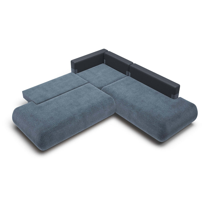 by fonQ Wisp Hoekbank Links/Rechts met Slaapfunctie - Chenille - Marineblauw