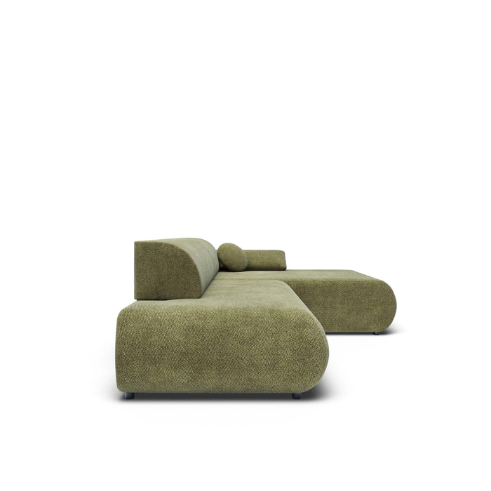 by fonQ Wisp Hoekbank met Chaise Longue Rechts met Slaapfunctie - Chenille - Olijfgroen