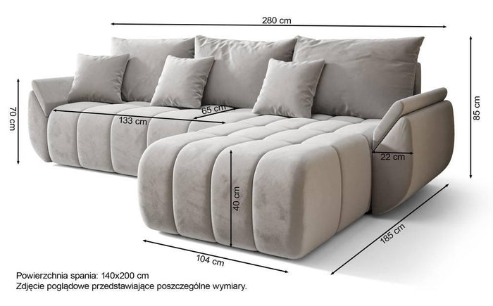 NADUVI Collection Hoekslaapbank Artesia links velvet