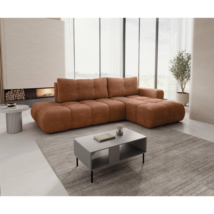 by fonQ Charme Hoekbank Rechts met Slaapfunctie - Chenille - Terra