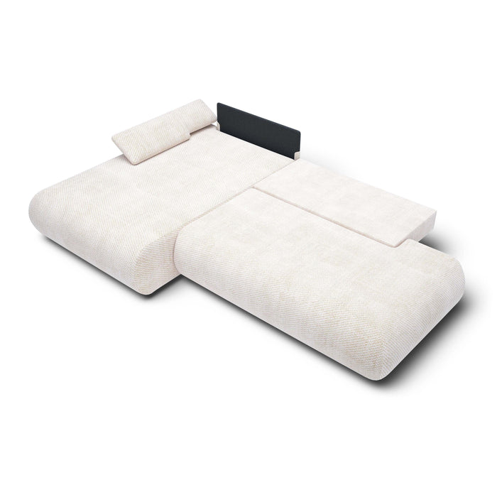 by fonQ Wisp Hoekbank met Chaise Longue Links met Slaapfunctie - Chenille - Greige