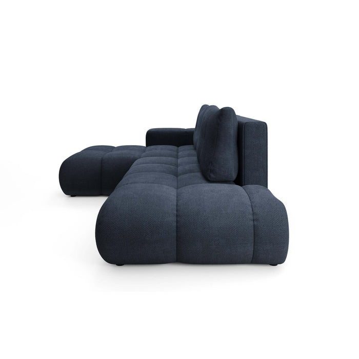 by fonQ Charme Hoekbank Links met Slaapfunctie - Chenille - Marineblauw