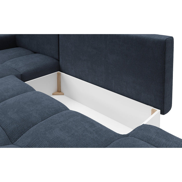 by fonQ Charme Hoekbank Links met Slaapfunctie - Chenille - Marineblauw