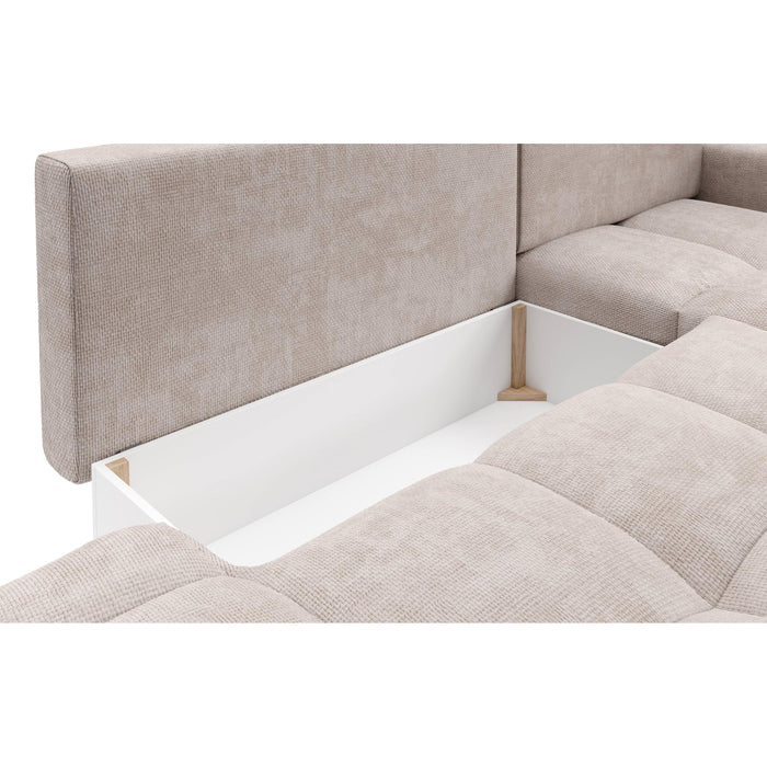 by fonQ Charme Hoekbank Rechts met Slaapfunctie - Chenille - Greige