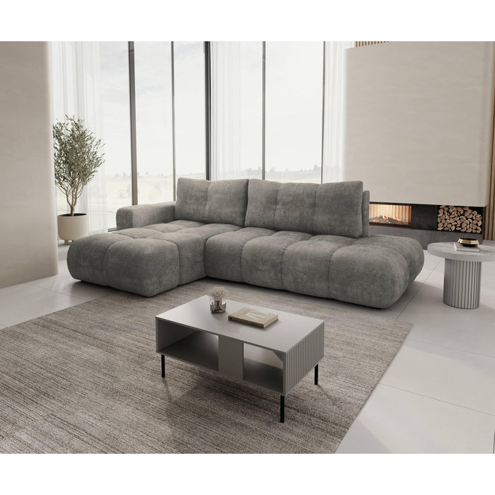 by fonQ Charme Hoekbank Links met Slaapfunctie - Chenille - Donkergrijs