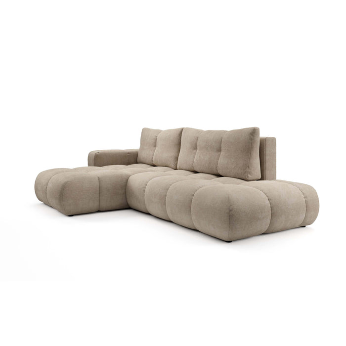 by fonQ Charme Hoekbank Links met Slaapfunctie - Chenille - Lichtbeige