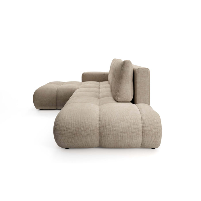 by fonQ Charme Hoekbank Links met Slaapfunctie - Chenille - Lichtbeige