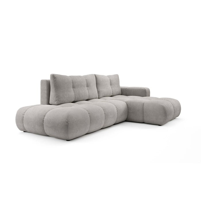 by fonQ Charme Hoekbank Rechts met Slaapfunctie - Chenille - Lichtgrijs