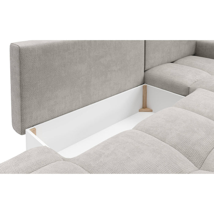 by fonQ Charme Hoekbank Rechts met Slaapfunctie - Chenille - Lichtgrijs