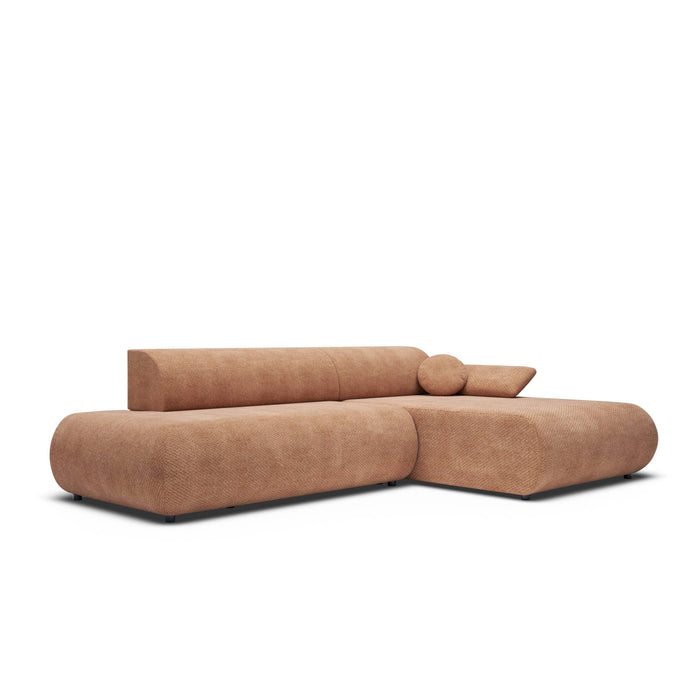 by fonQ Wisp Hoekbank met Chaise Longue Rechts met Slaapfunctie - Chenille - Terra