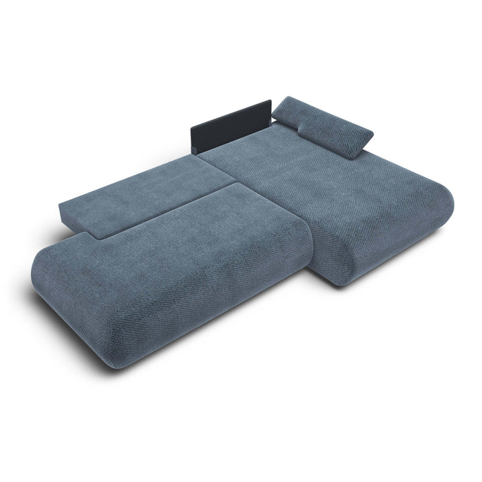 by fonQ Wisp Hoekbank met Chaise Longue Rechts met Slaapfunctie - Chenille - Marineblauw