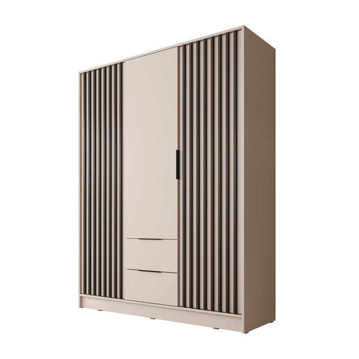 Meubella - Kledingkast Nairobi - Beige - Zwart - 155 cm