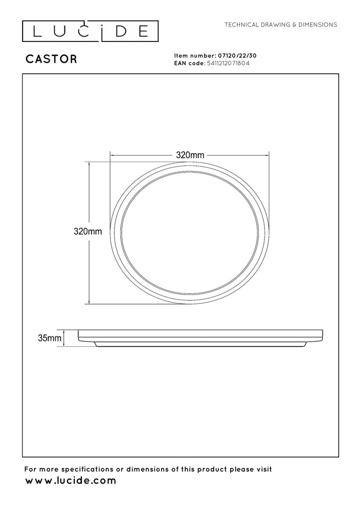 Lucide CASTOR Plafonnière - Opaal