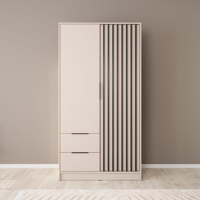 Meubella - Kledingkast Nairobi - Beige - Zwart - 105 cm