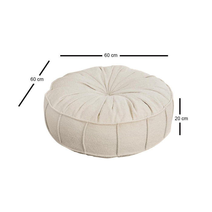 Giga Meubel - Poef Wit Teddy - 60x60x20cm - Vintage