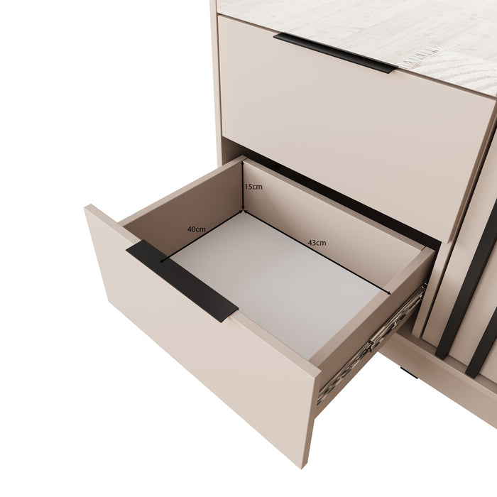 Meubella - Kledingkast Nairobi - Beige - Zwart - 105 cm