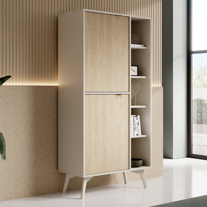 Meubella - Boekenkast Essence - Beige - Licht eiken - 80 cm