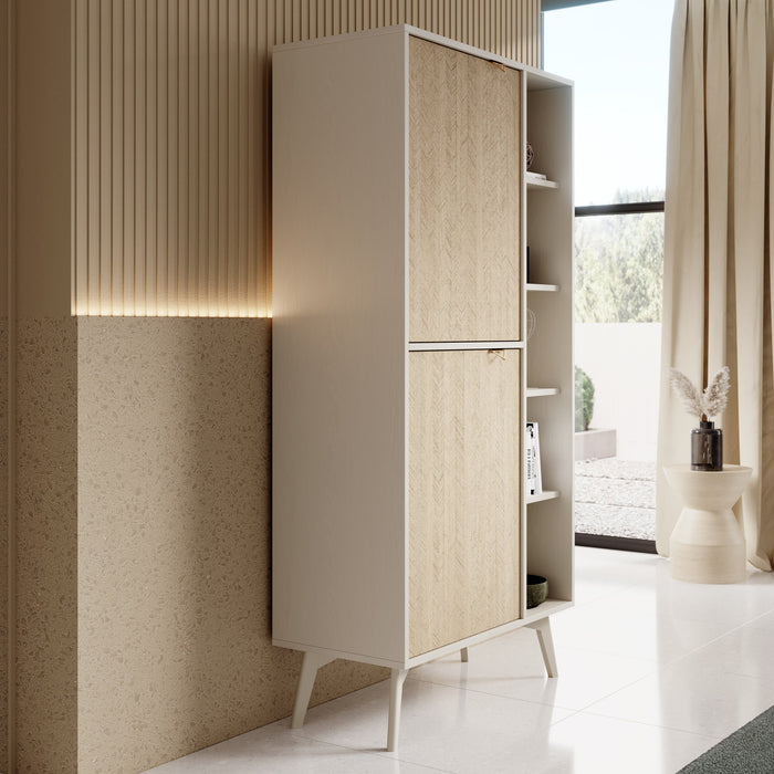 Meubella - Boekenkast Essence - Beige - Licht eiken - 80 cm