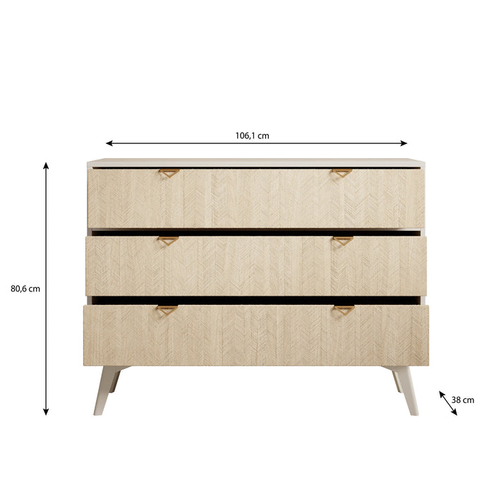 Meubella - Ladekast Essence - Beige - Licht eiken - 106 cm