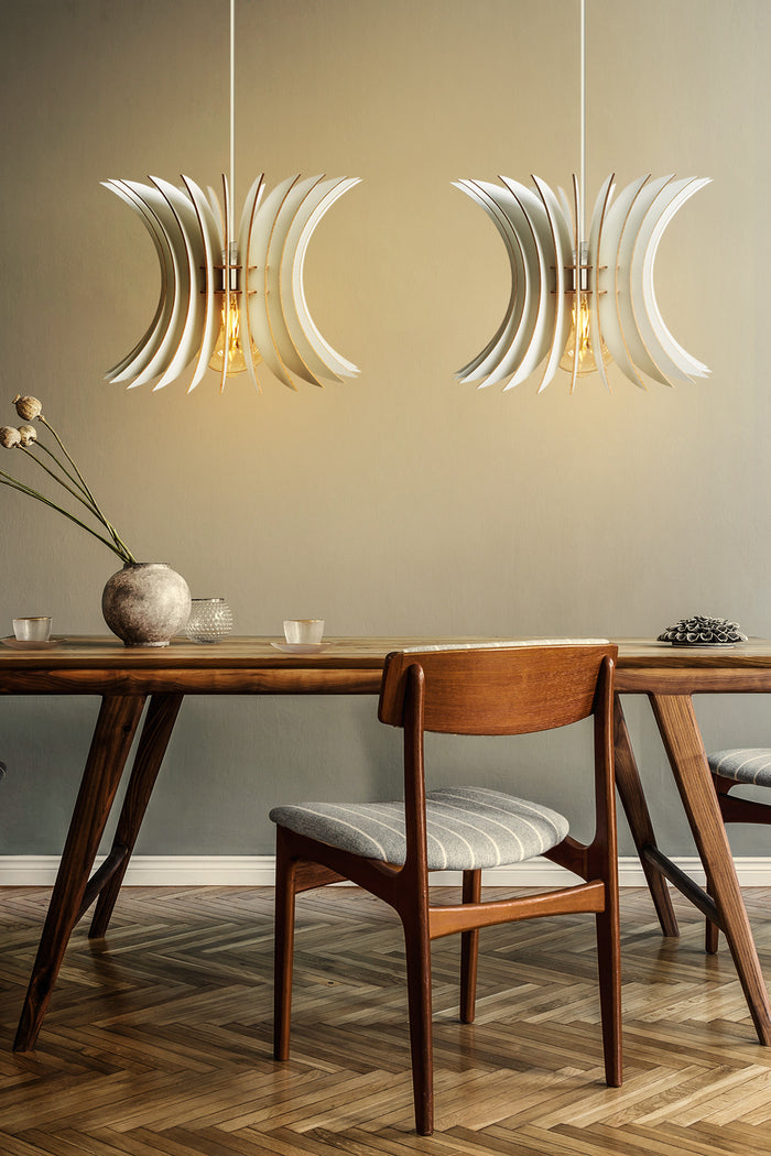 Giga Meubel - Hanglamp Wit Hout - 27x26,5x55cm - Sahip