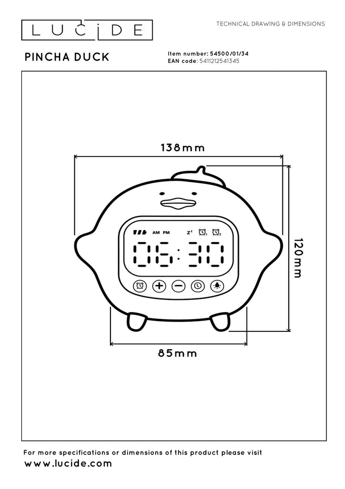 Lucide PINCHA DUCK Tafellamp - Geel