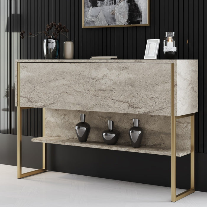 Giga Meubel - Dressoir Travertinlook|Goud - 120x30x80cm - Luxe