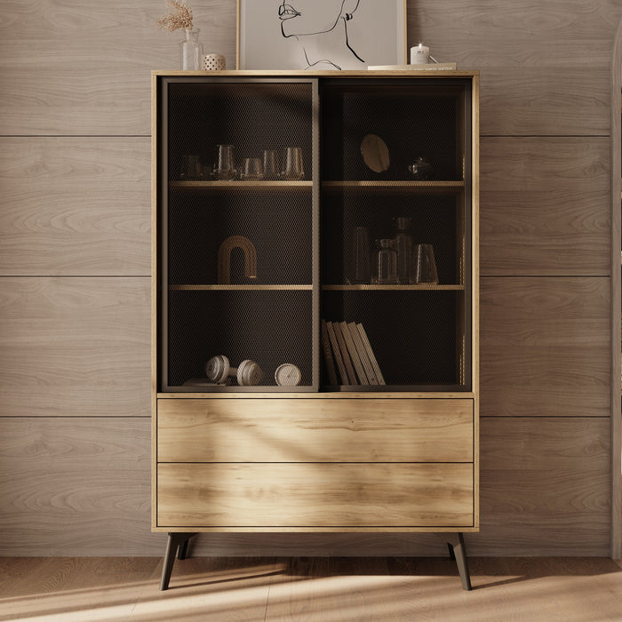 Meubella - Spa - Vitrinekast - Eiken - 100x39x165 cm