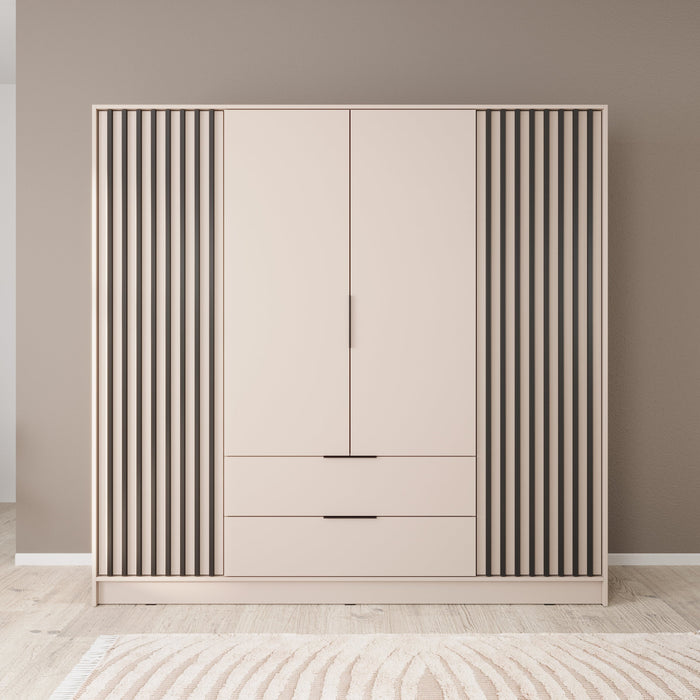 Meubella - Kledingkast Nairobi - Beige - Zwart - 206 cm