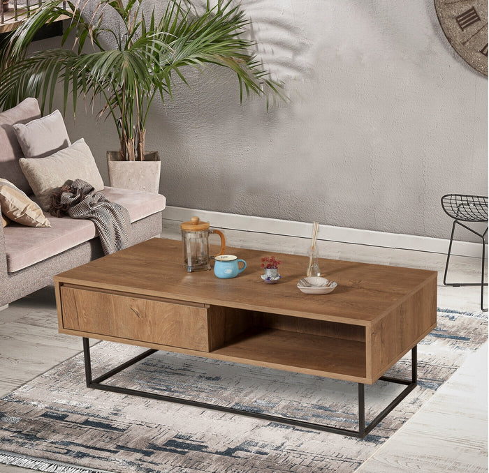 Giga Meubel - Salontafel Walnoot|Zwart - 120x60x43cm - Dale