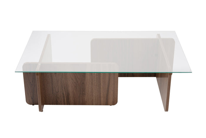 Giga Meubel - Salontafel Glas|Walnoot - 105x65x30cm - Flavio