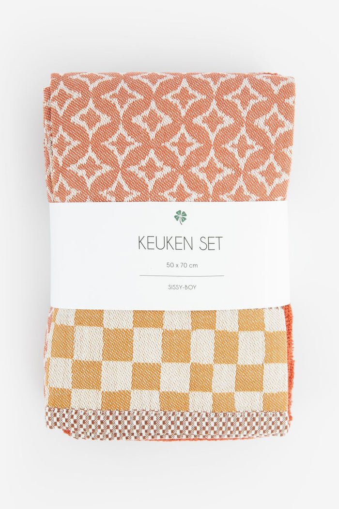 Sissy-Boy Donkeroranje handdoek en theedoek