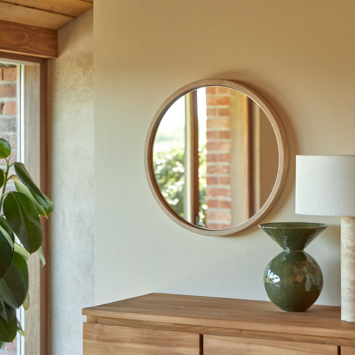 Tikamoon - Ronde massief eiken spiegel 50x50 Fanie