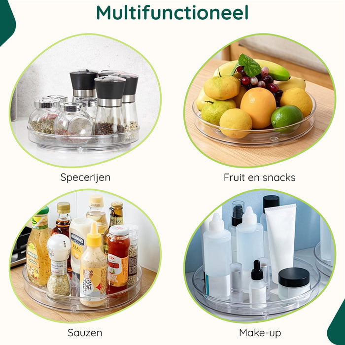 XIVADA Draaiplateau Suna - 27 cm - Lazy Suzan - Pet - Transparant