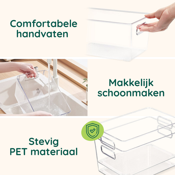 XIVADA Keukenkast Organizer Kato - XL - PET - Transparant - Set van 4