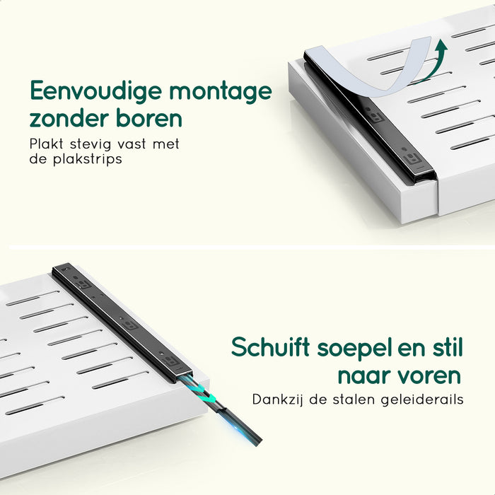 XIVADA Keukenorganizer - Schuiflade - Aluminium - Verstelbaar - Wit