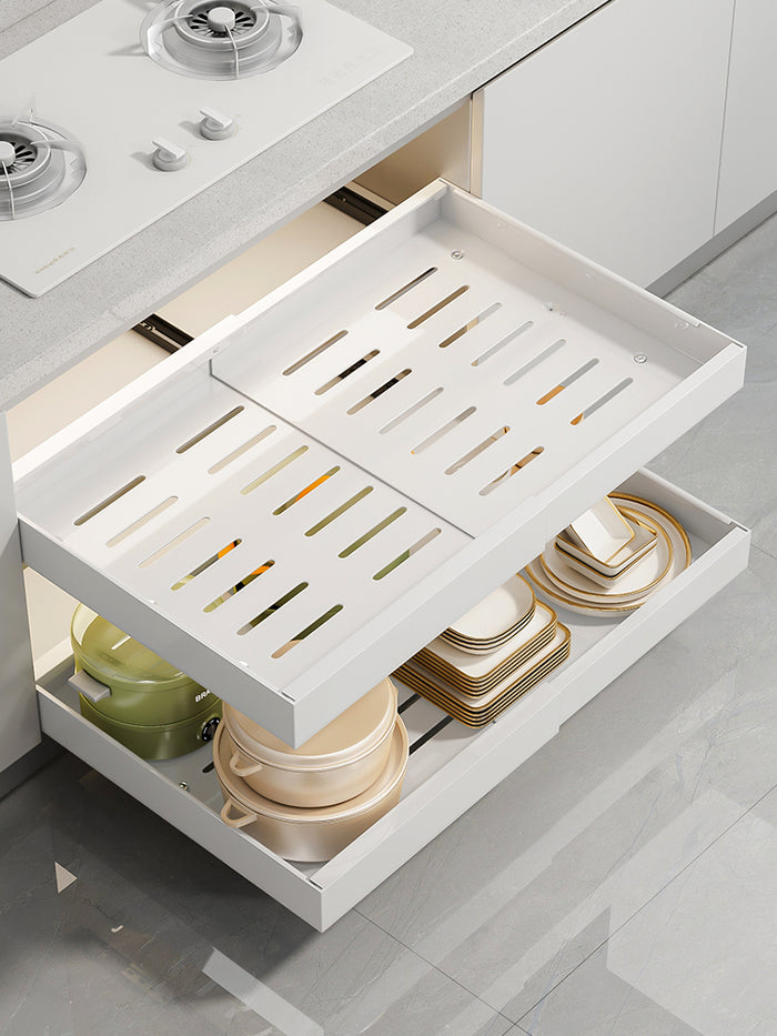 XIVADA Keukenorganizer - Schuiflade - Aluminium - Verstelbaar - Wit