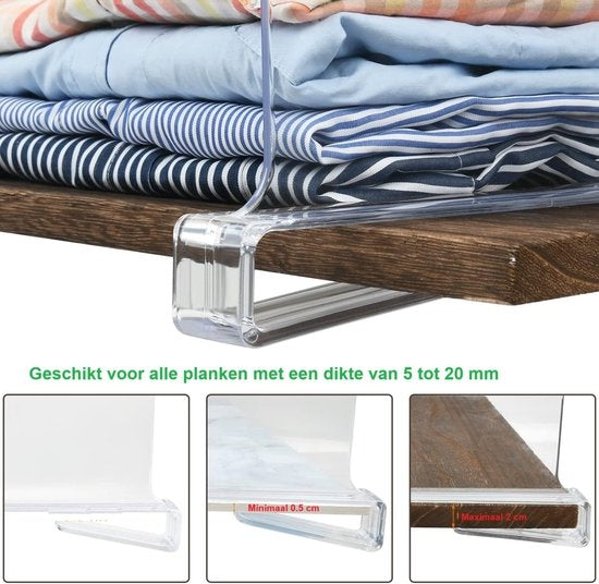 XIVADA Kastverdeler - Plankverdeler - Acryl - Transparant - Set van 4