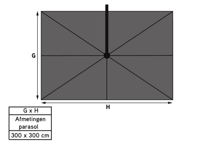 Platinum Challenger Premium T2 3x3 m Champagne Teak - met voet en hoes