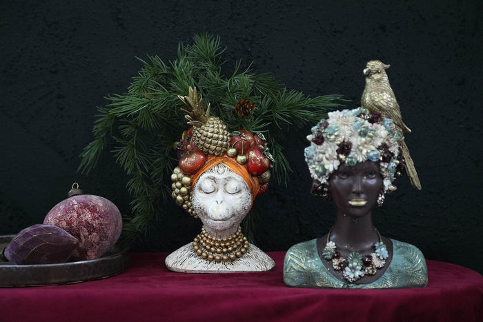 PTMD Kaliesa Green Poly Lady Statue Bird And Flowers