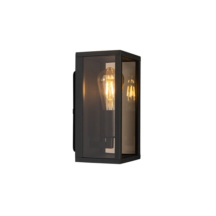 QAZQA Buiten wandlamp zwart met smoke glas 26 cm IP44 - Charlois