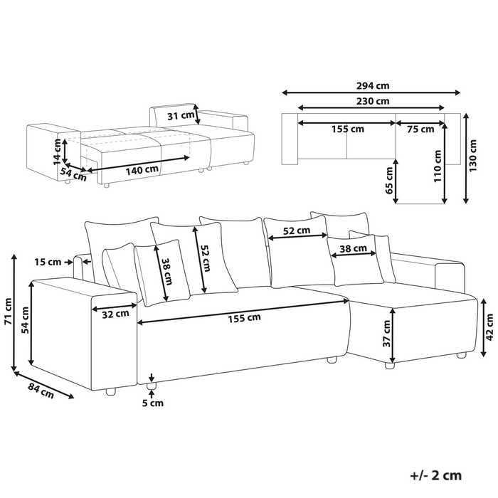 Beliani - LUSPA - Hoekbank - Taupe - Linkszijdig - Corduroy