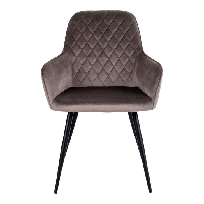 Harbo Dining Chair - Dining Chair, velvet, mushroom, black legs