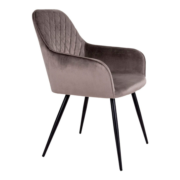 Harbo Dining Chair - Dining Chair, velvet, mushroom, black legs