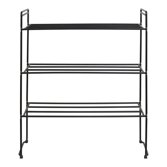 Swansea Shoe Rack - Shoe Rack, steel, 3 shelves, black 49,5x25x60 cm