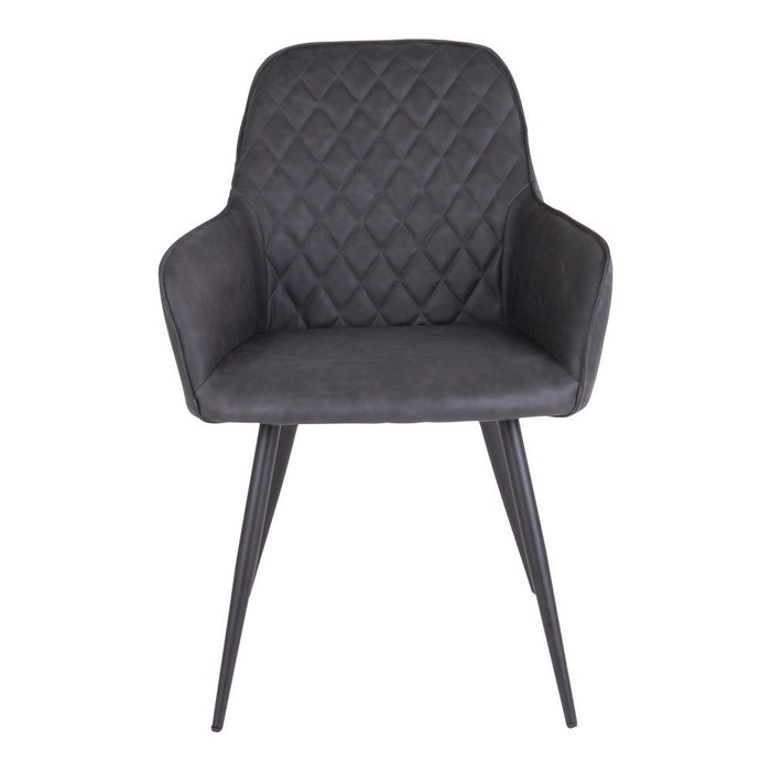 Harbo Dining Chair - Dining Chair, PU leather, dark grey, black legs