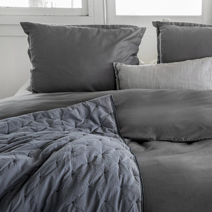 Walra Vintage Satin Dekbedovertrek 240 x 220 cm - Antraciet