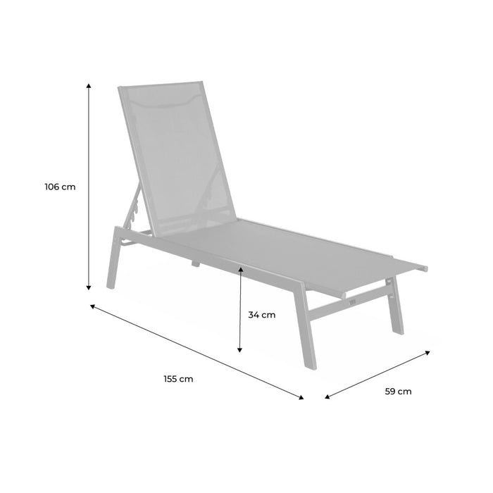 sweeek - Ligstoelen met meerdere posities textileen en metaal (set van