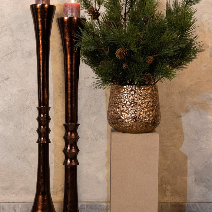 PTMD Moy Bronze Casted Alu Big Candleholder Round S