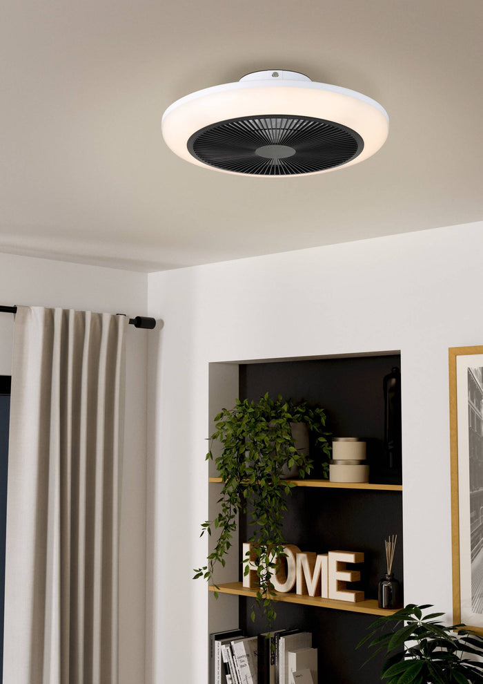 EGLO Sayulita 1 Plafondlamp met ventilator - 46 cm - Zwart|Wit - Dimbaar - 3 Standen